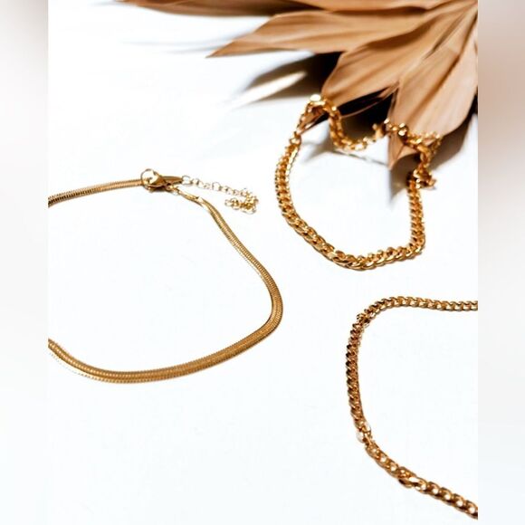 Gold anklet chain S546 - Picture 3 of 3